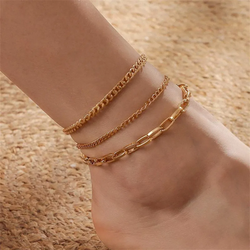Goldtone Curb Chain Anklet Set made by Zulily