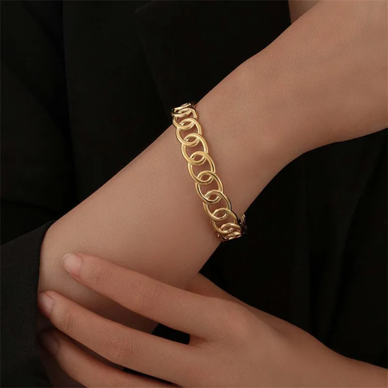 Goldtone Curb Chain Open Cuff made by Zulily