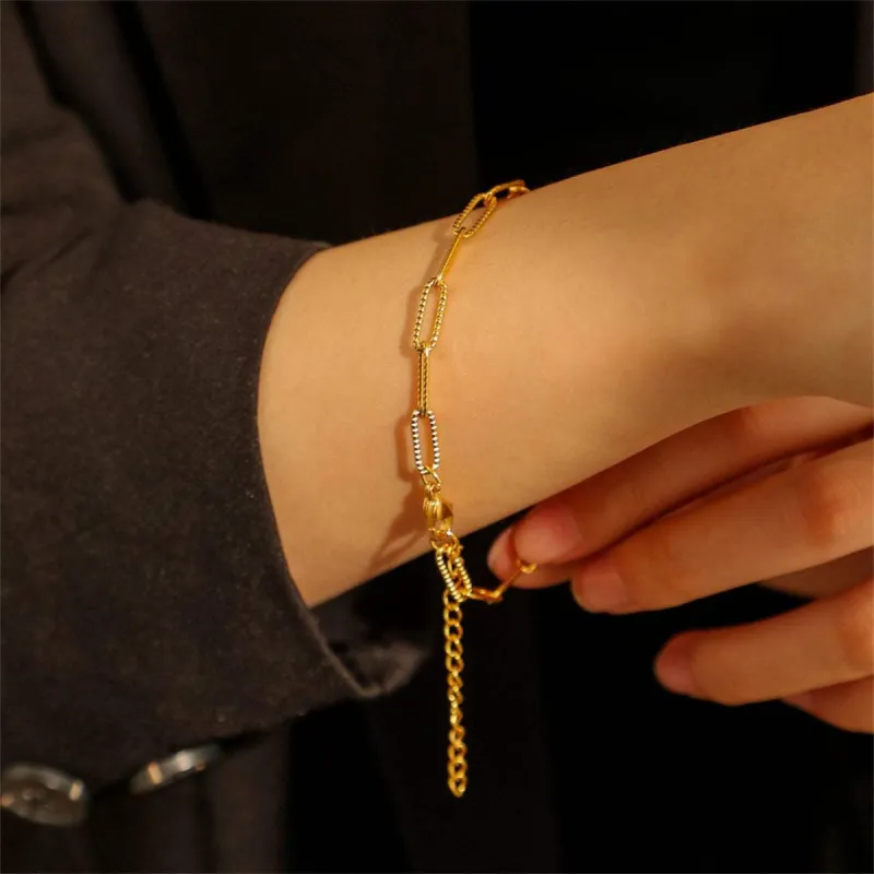 Goldtone Cut Rectangle Chain Bracelet made by Zulily