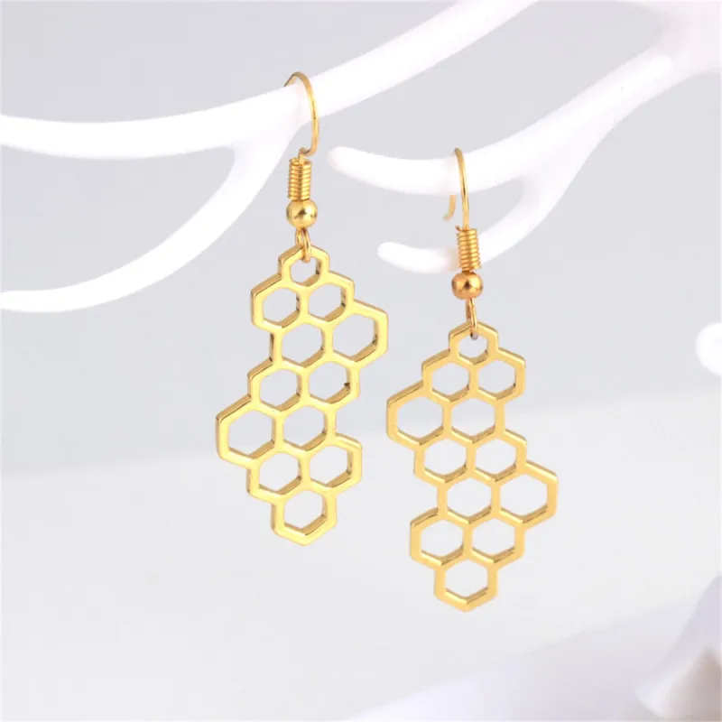 Goldtone Honeycomb Drop Earrings made by Zulily
