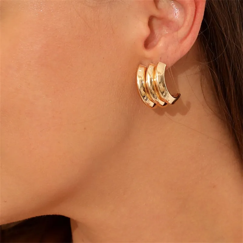 Goldtone Layered Huggie Earrings made by Zulily