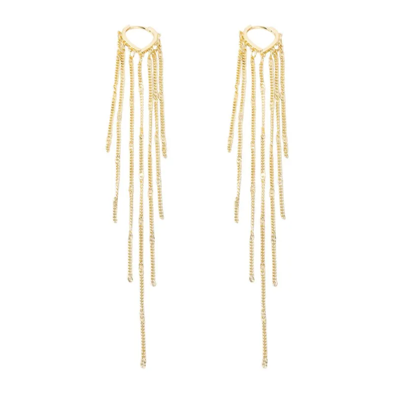 Goldtone Heart Tassel Huggie Earrings made by Zulily