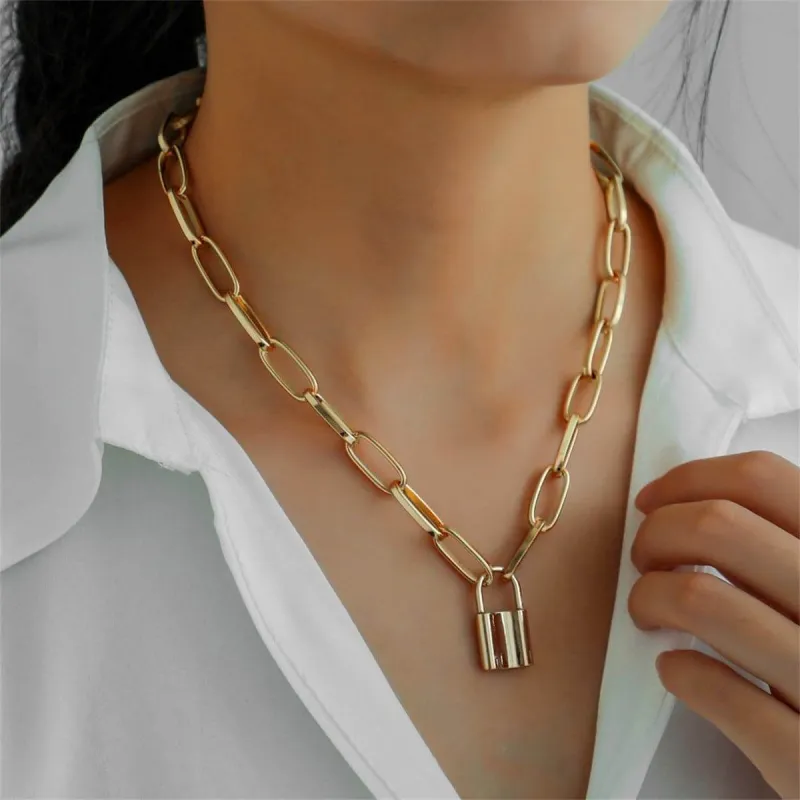 Goldtone Lock Pendant Necklace made by Zulily