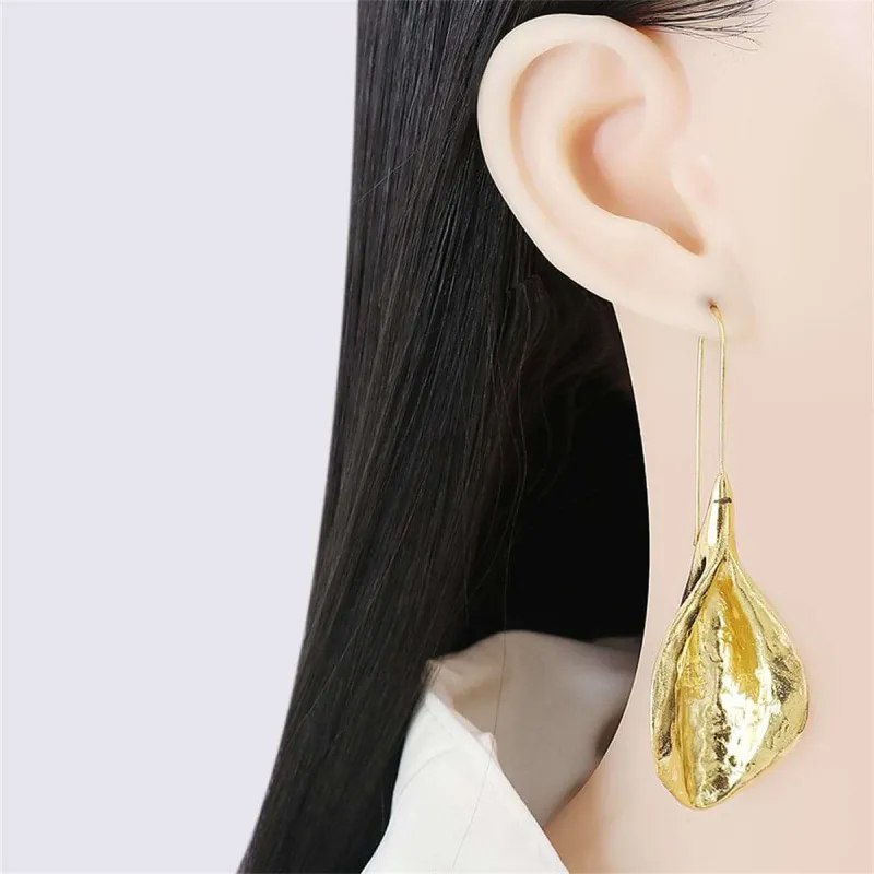 Goldtone Leaf Drop Earrings made by Zulily