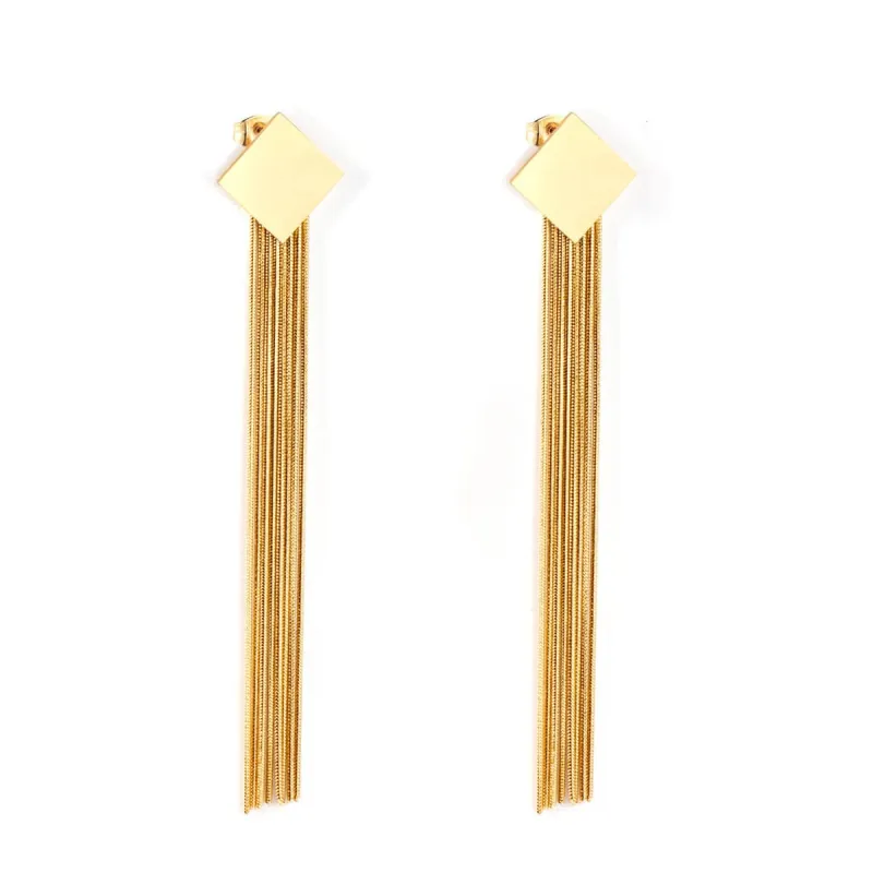 Goldtone Rhombus Tassel Drop Earrings made by Zulily