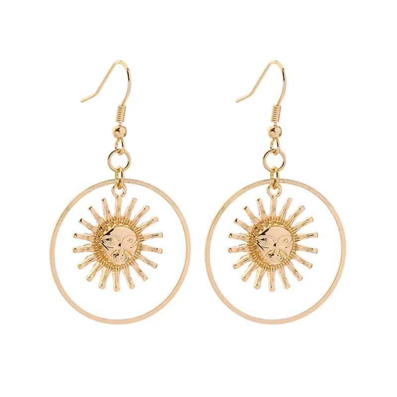 Goldtone Round Sun Drop Earrings made by Zulily