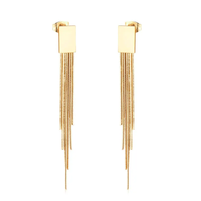 Goldtone Rectangle Tassel Drop Earrings made by Zulily