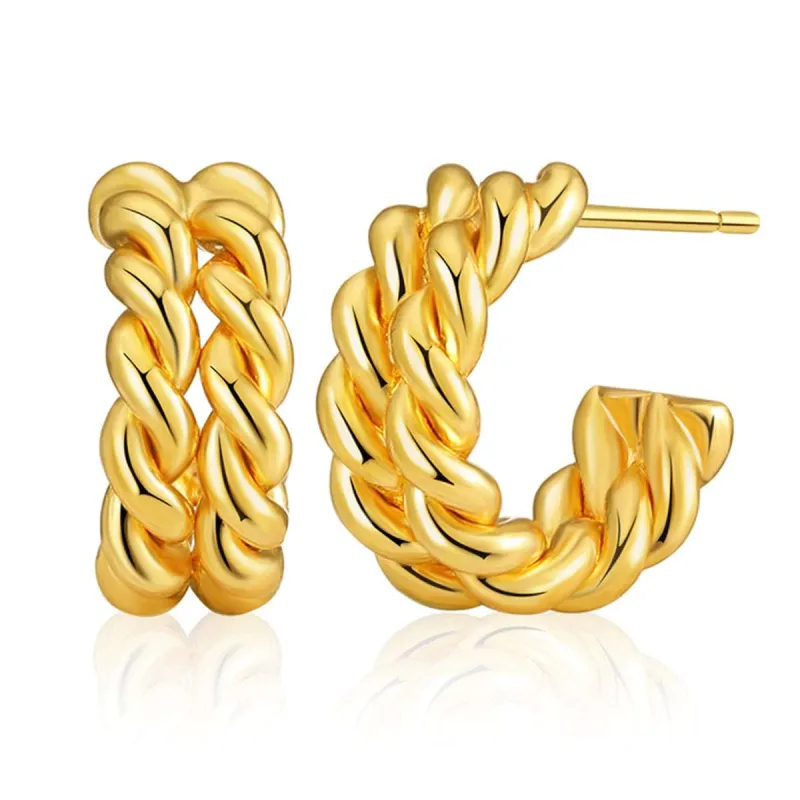 Goldtone Stacked Twine Stud Earrings made by Zulily