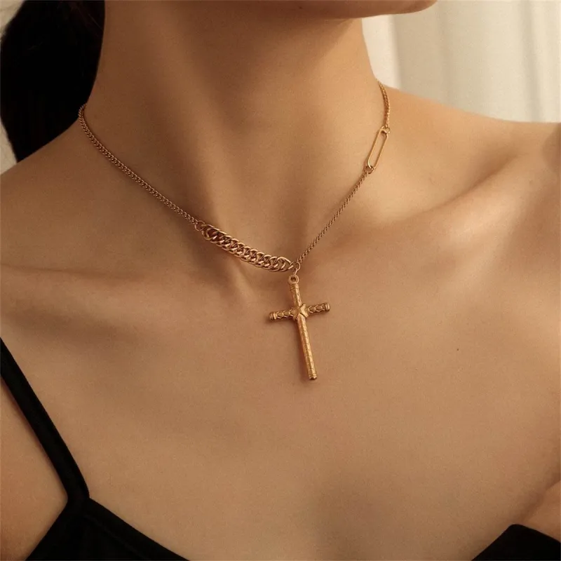 Goldtone Textured Cross Pendant Necklace made by Zulily