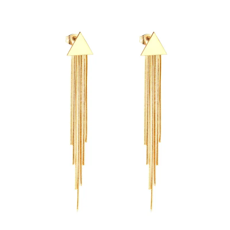 Goldtone Triangle Tassel Drop Earrings made by Zulily