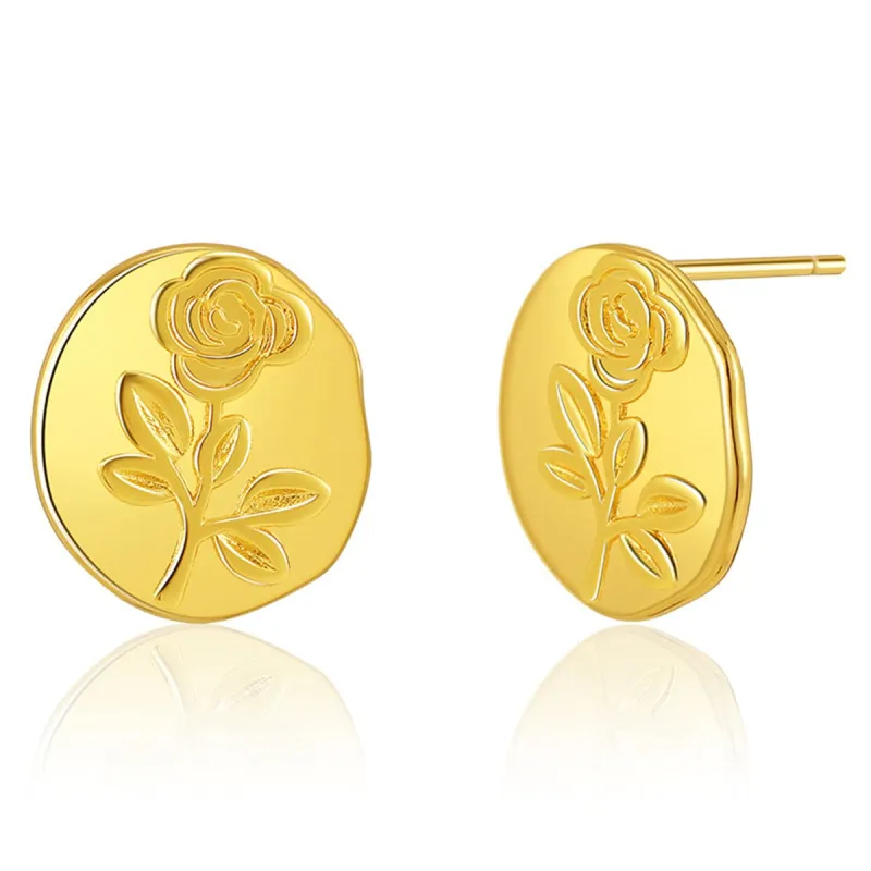 Goldtone Rose Round Stud Earrings made by Zulily