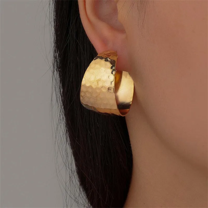 Goldtone Uneven-Surface C-Shape Drop Earrings made by Zulily