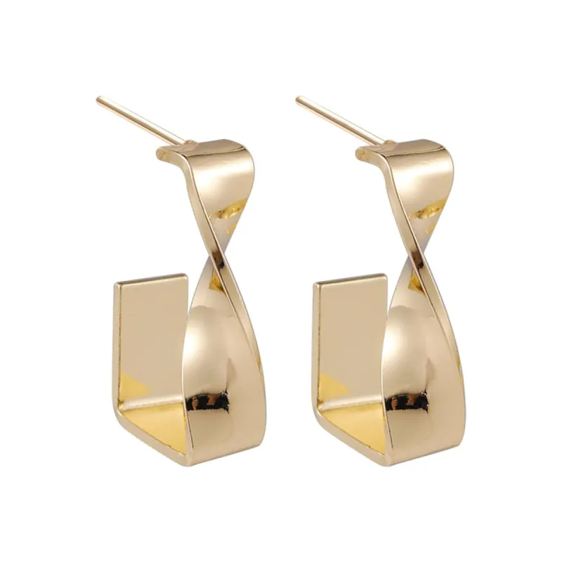 Goldtone Twisted Bar Huggie Earrings made by Zulily