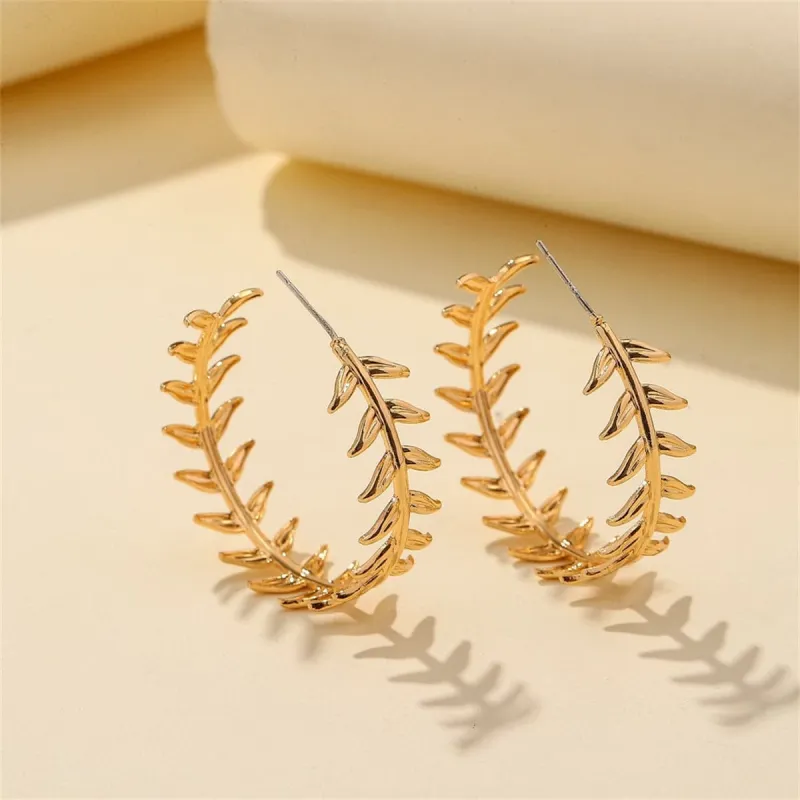Goldtone Wheat Hoop Earrings made by Zulily
