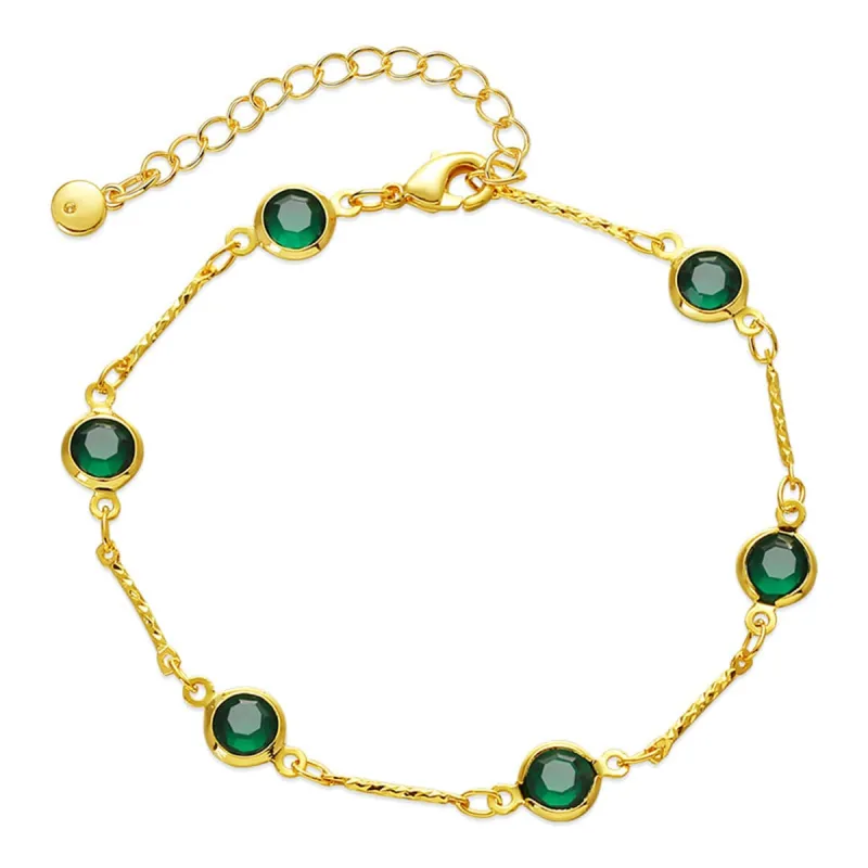 Green Crystal & Goldtone Station Bracelet made by Zulily