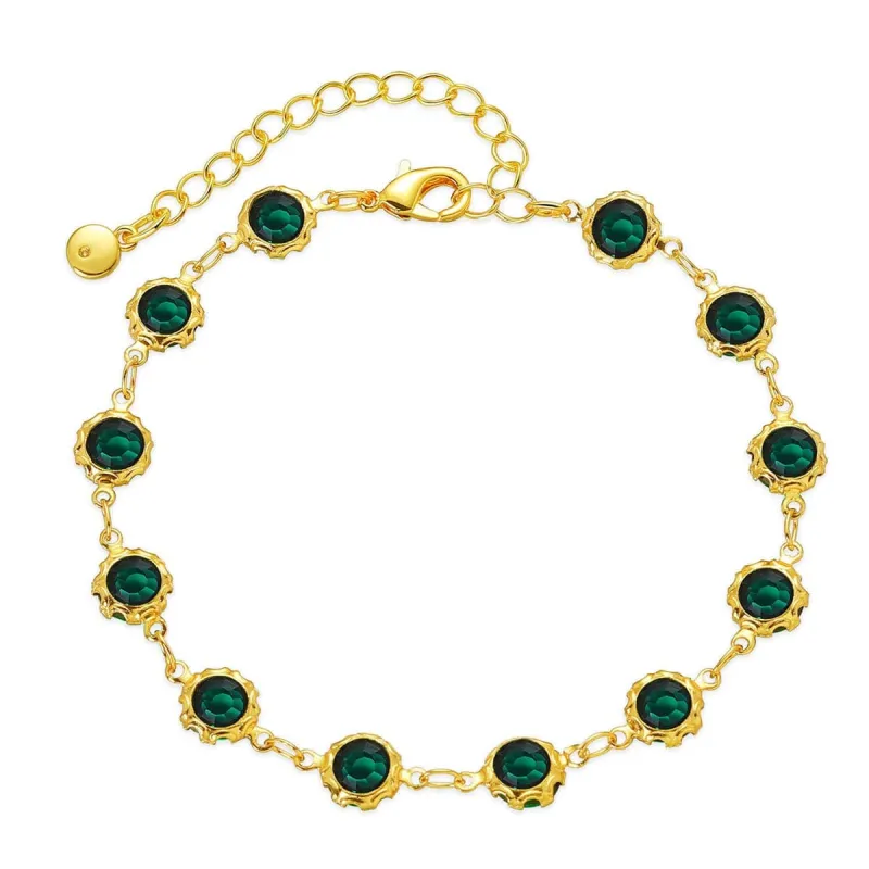 Green Crystal & Goldtone Round Station Bracelet made by Zulily