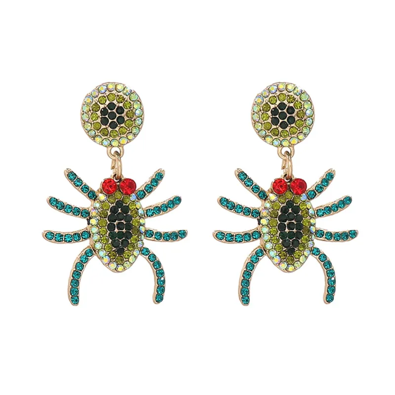 Green Cubic Zirconia & Goldtone Spider Drop Earring made by Zulily