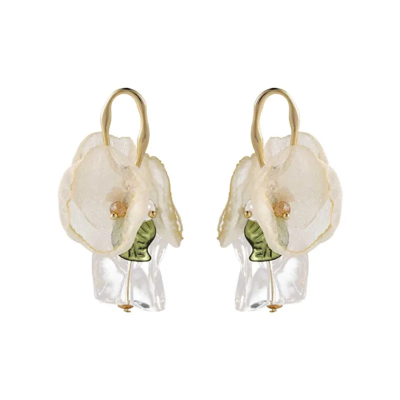 Green Acrylic & Pearl Resin Goldtone Leaf Drop Earrings made by Zulily