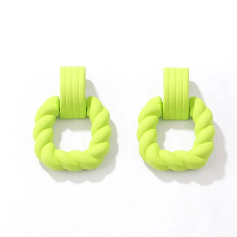 Green Resin & Silvertone Twine Square Drop Earrings made by Zulily