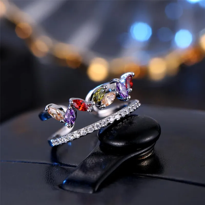 Jewel-Tone Crystal & Cubic Zirconia Pear Bypass Ring made by Zulily