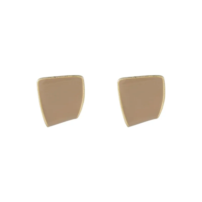 Light Brown & Goldtone Twisted Bezel Stud Earrings made by Zulily