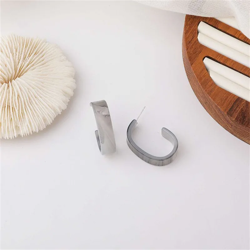 Marble Acrylic & Silvertone Huggie Earrings made by Zulily