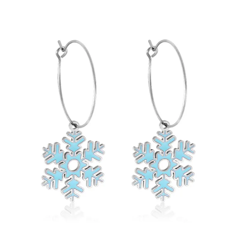 Lake Blue Enamel & Silvertone Snowflake Drop Earrings made by Zulily