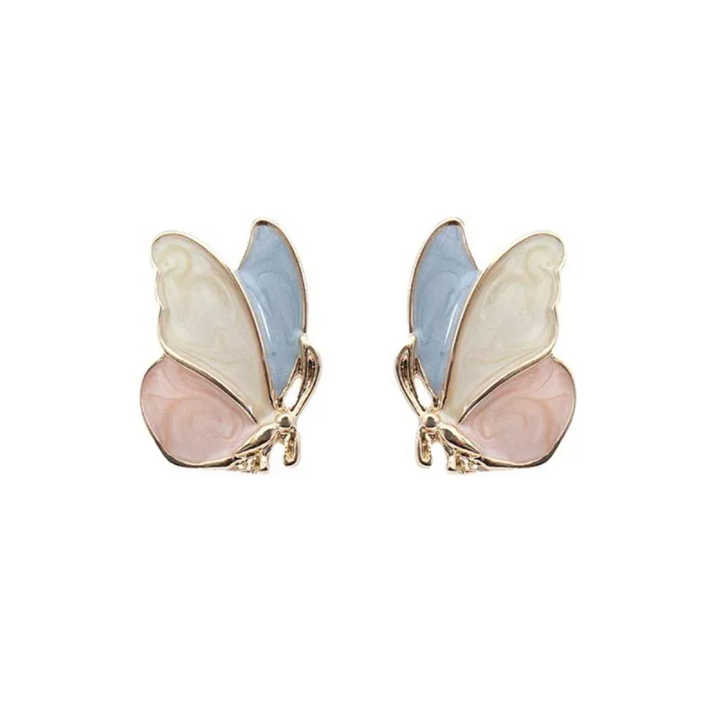 Light Purple Enamel & Goldtone Butterfly Stud Earrings made by Zulily