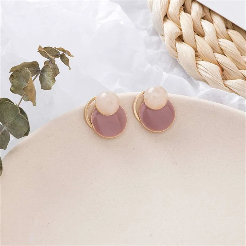 Mauve Enamel & Goldtone Circles Stud Earrings made by Zulily