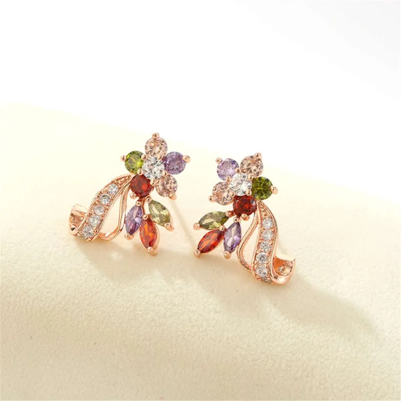 Multicolor Crystal & Cubic Zirconia Pear-Cut Flower Stud Earrings made by Zulily