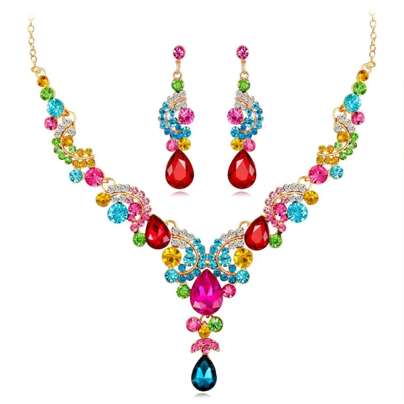 Multicolor Crystal & Cubic Zirconia Goldtone Botany Earrings & Statement Necklace made by Zulily