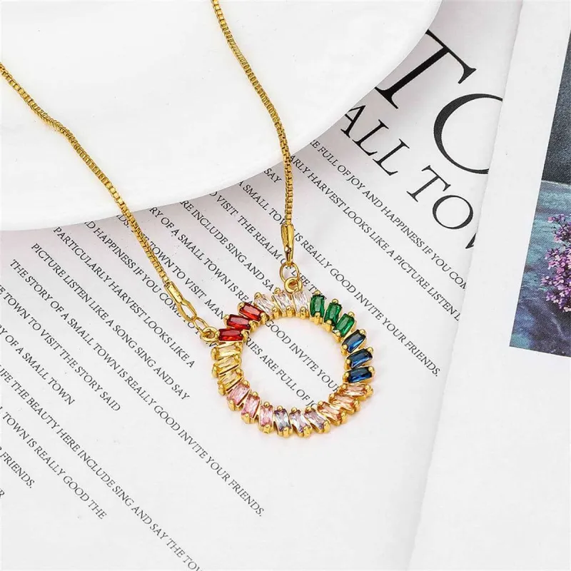 Multicolor Crystal & Goldtone Circle Pendant Necklace made by Zulily