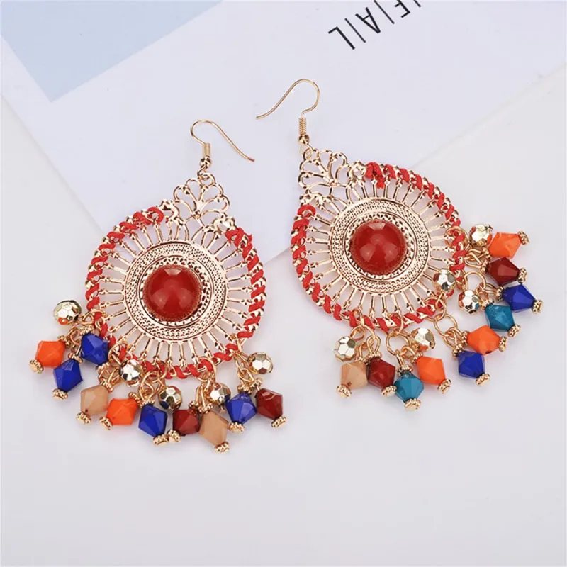 Multicolor Acrylic & Enamel Goldtone Openwork Round Drop Earrings made by Zulily