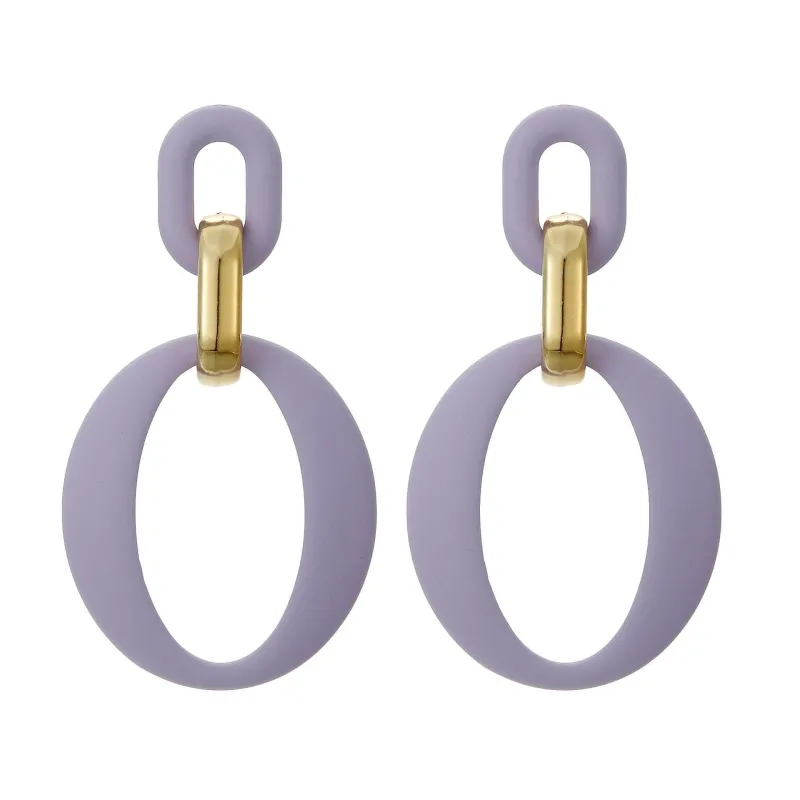 Light Purple Enamel & Goldtone Openwork Oval Drop Earrings made by Zulily