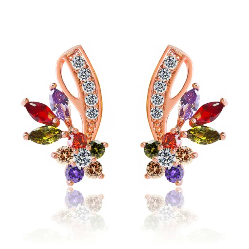 Multicolor Crystal & Cubic Zirconia Clustered Flower Stud Earrings made by Zulily