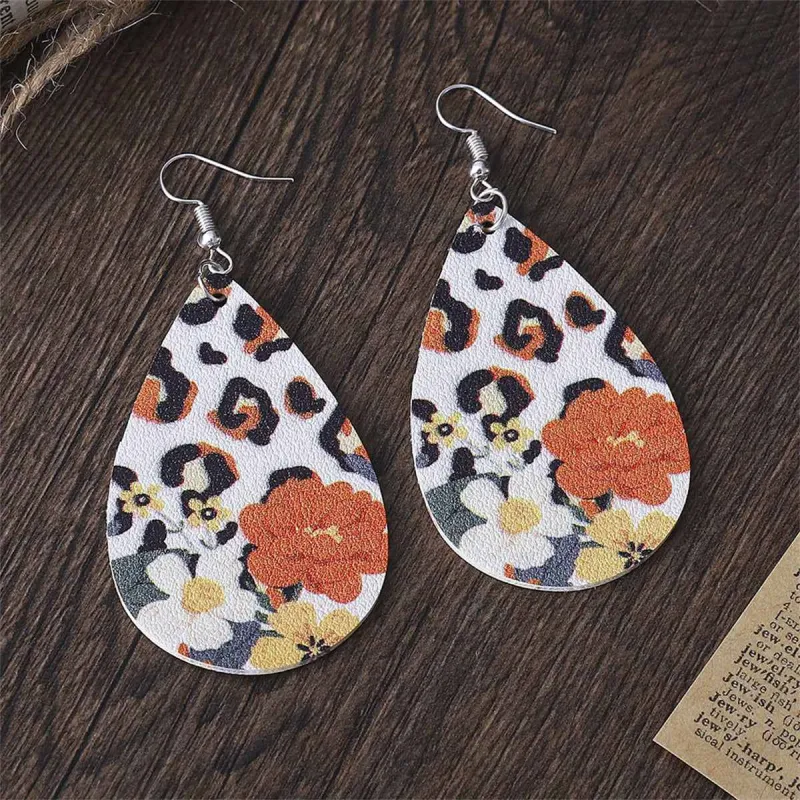 Orange Polystyrene & Silvertone Leopard Flowers Drop Earring made by Zulily