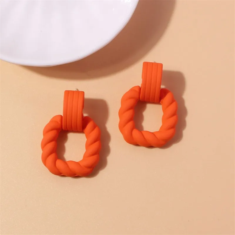 Orange Resin & Silvertone Twine Square Drop Earrings made by Zulily