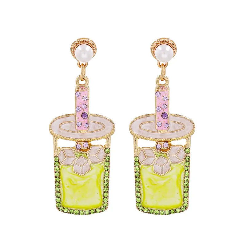 Pearl & Chartreuse Cubic Zirconia Cup Drop Earrings made by Zulily