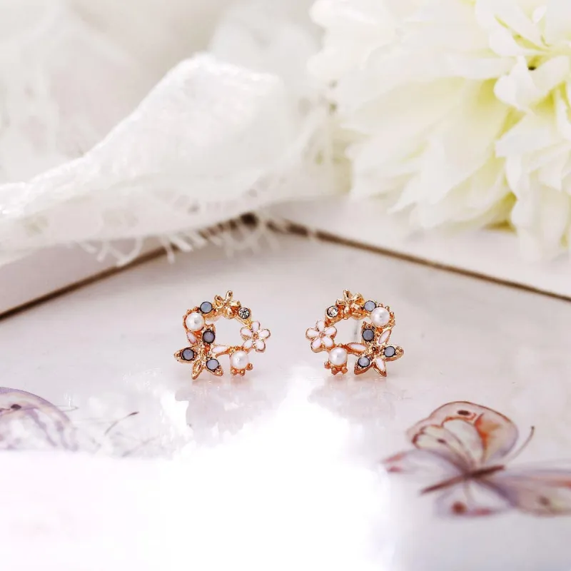 Pearl & Cubic Zirconia Flower Stud Earrings made by Zulily