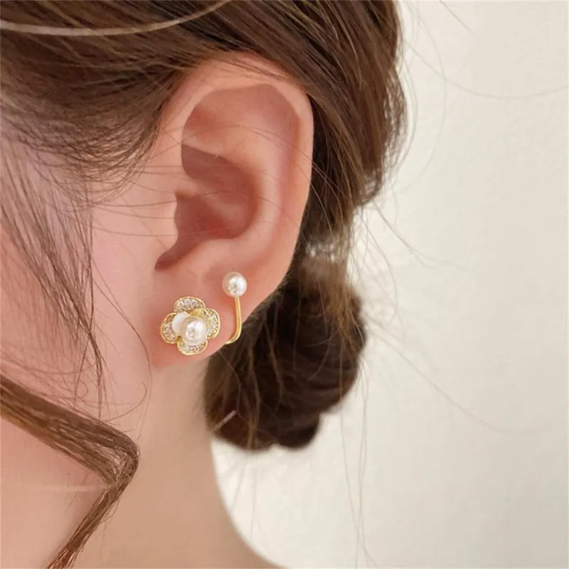 Pearl & Cubic Zirconia Flower Ear Jackets made by Zulily