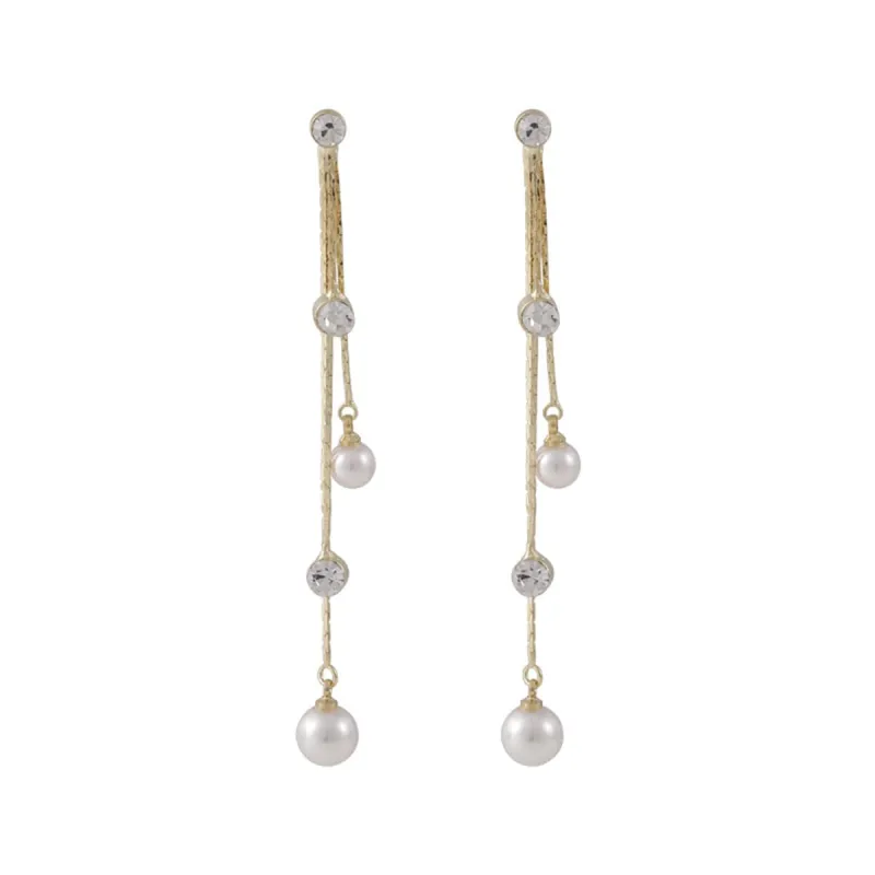 Pearl & Cubic Zirconia Chain Tassel Ear Jackets made by Zulily