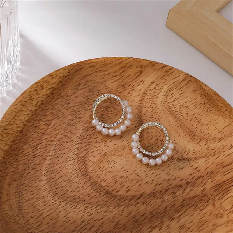Pearl & Cubic Zirconia Pavé Double Circle Stud Earrings made by Zulily