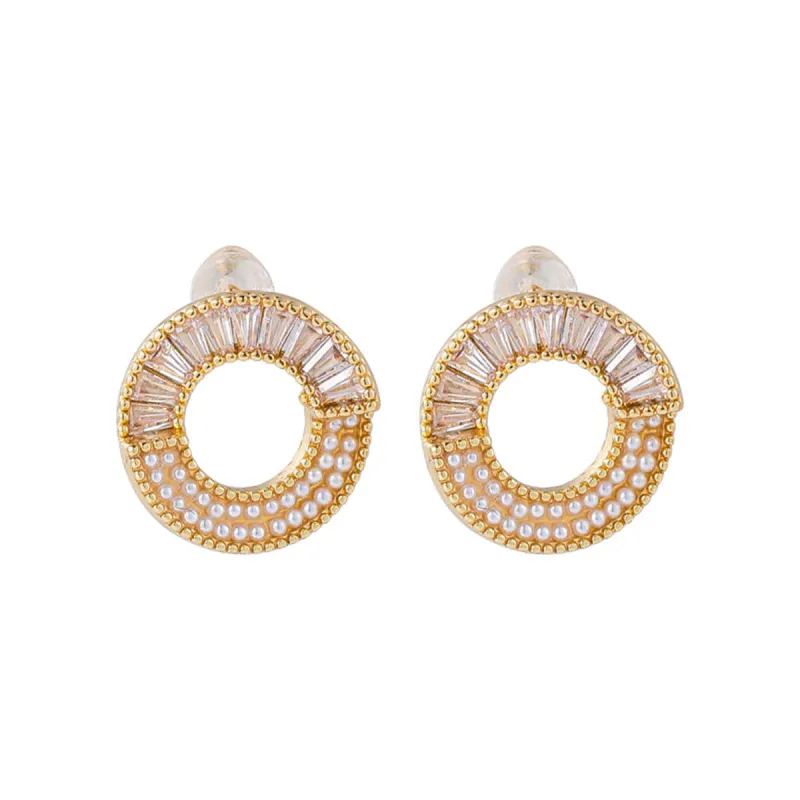 Pearl & Cubic Zirconia Round Stud Earrings made by Zulily