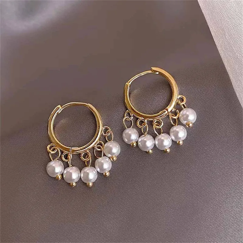 Pearl & Goldtone Bead Tassel Hoop Earrings made by Zulily