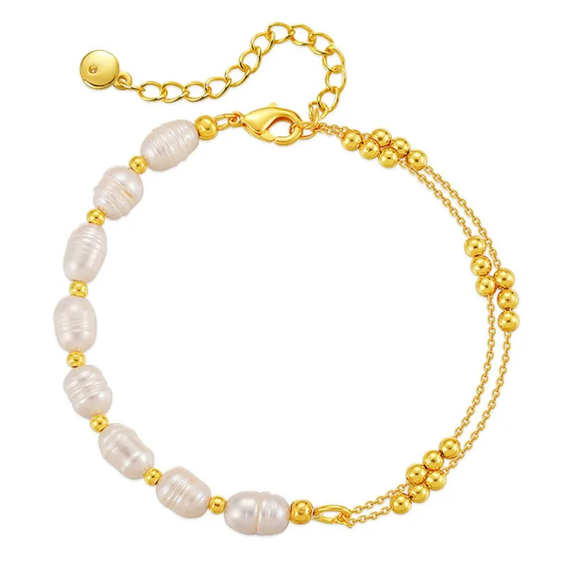 Pearl & Goldtone Beaded Layered Bracelet made by Zulily