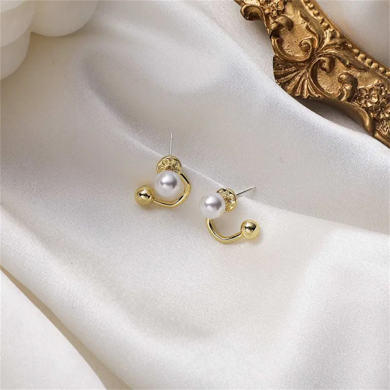 Pearl & Goldtone Ball Curve Ear Jackets made by Zulily