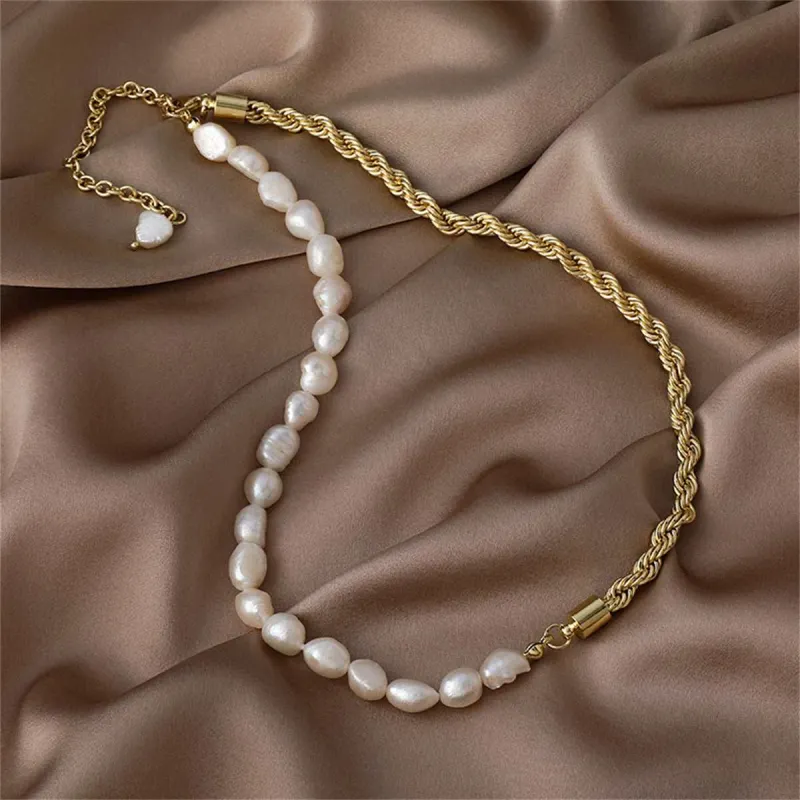 Pearl & Goldtone Asymmetrical Rope Chain Necklace made by Zulily