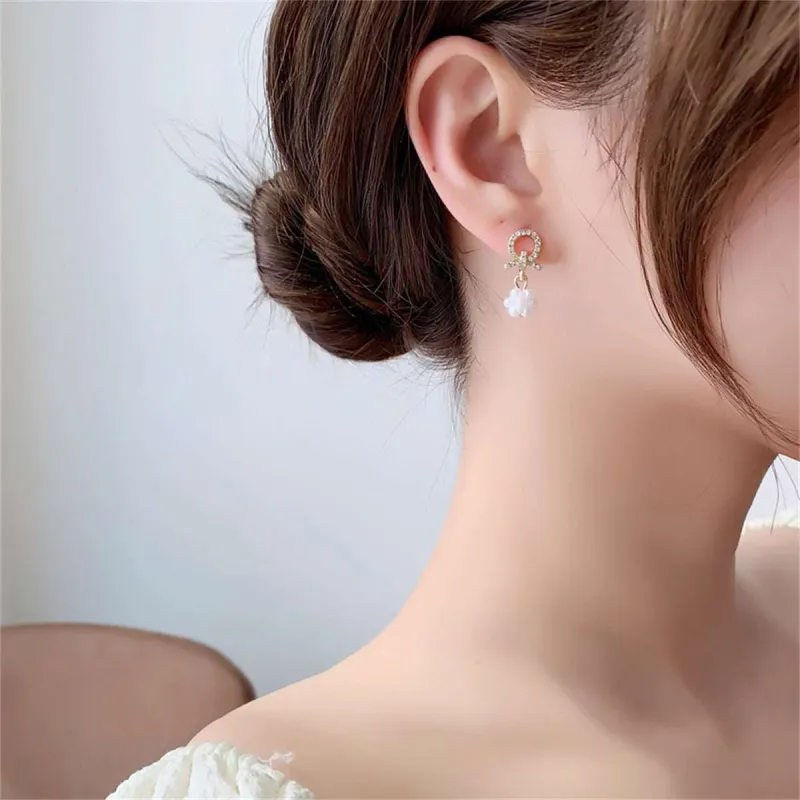 Pearl & Cubic Zirconia Pavé Cluster Drop Earrings made by Zulily