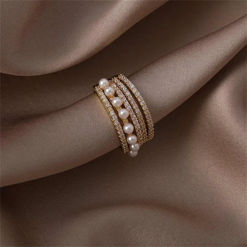 Pearl & Cubic Zirconia Goldtone Pavé Layered Open Ring made by Zulily