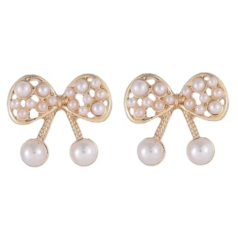 Pearl & Goldtone Bow Stud Earrings made by Zulily